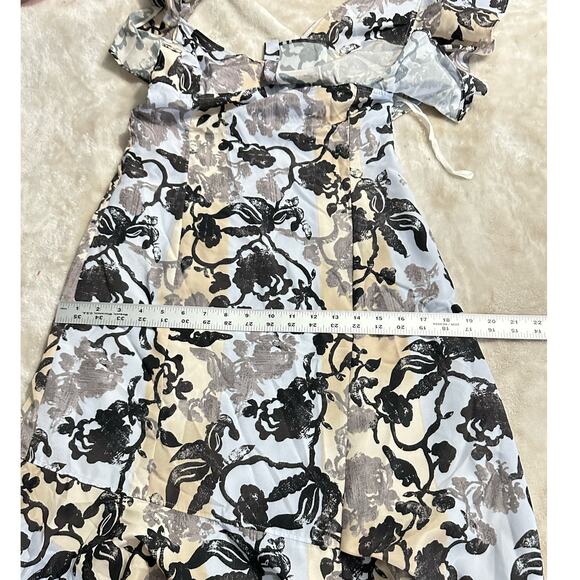 ADEAM Floral Fiesta Maxi Dress Women's 4 Blue Black Ruffle V-Neck Asymmetric RTR - Picture 13 of 15